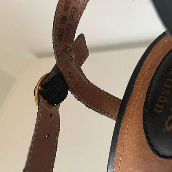 Clarks Artisan Wedge Heels Black Leather Sandals Slingback Size 10 Shoes - Picture 9 of 11